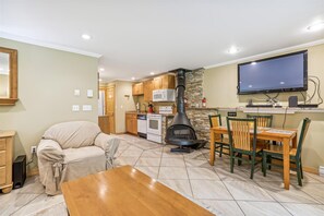 Relax and enjoy the wood stove.