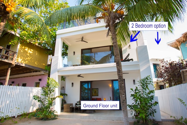 Exterior view. The 2 bedroom options is the 2nd floor unita plus the tower option behind.