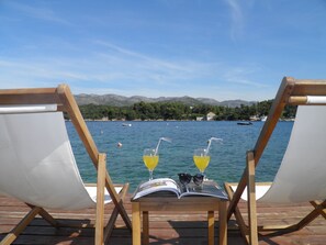 Deck chairs with the stunning sea view