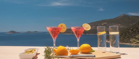 sundowners on the spectacular roof terrace