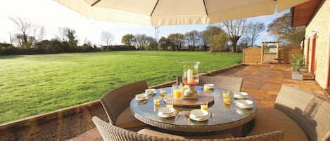 Outdoor terrace with garden furniture