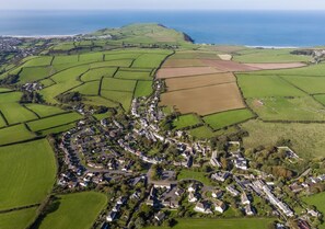 A aerial view of Georgeham village which has 2 very good pubs and a local shop