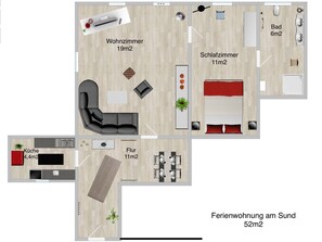Grundriss Ferienwohnung am Sund