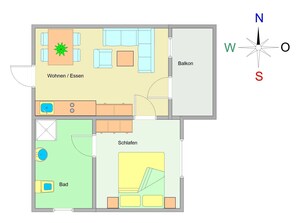 Der Grundriss der Wohnung