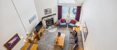 Looking down from the loft.