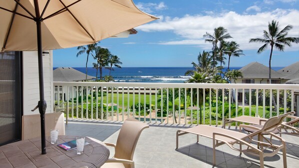 Poipu Kapili Resort #27 - Ocean View Penthouse Dining & Lounging Lanai View - Parrish Kauai