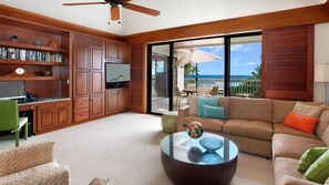 Poipu Kapili Resort #27 - Ocean View Living Room & Lanai View - Parrish Kauai