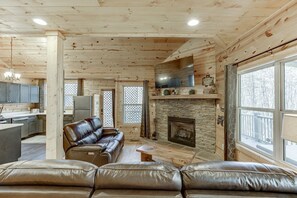 Gas Fireplace w Large Roku Streaming TV
