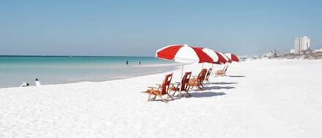 Beach chairs can be rented for an additional fee