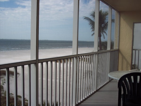 View of beach from our balcony