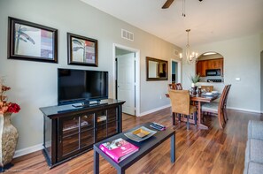 Nestled next to the dining area, our TV area offers the perfect space to unwind and enjoy your favorite shows or movies while staying connected with loved ones.