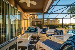 Shaded patio seating