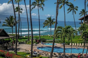 Beautiful ocean front grounds with views of Molokai and the Pacific