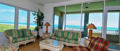 Living room over looking the Gulf of Mexico