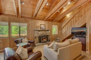 Gas Fireplace and nicely appointed living place