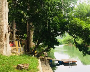 Walk down to the floating dock with 70 feet of riverfront access to pull out the canoe and kayaks!