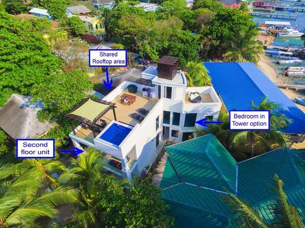 Aerial View of the house and West end