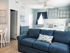 Comfortable queen sleeper sofa.
