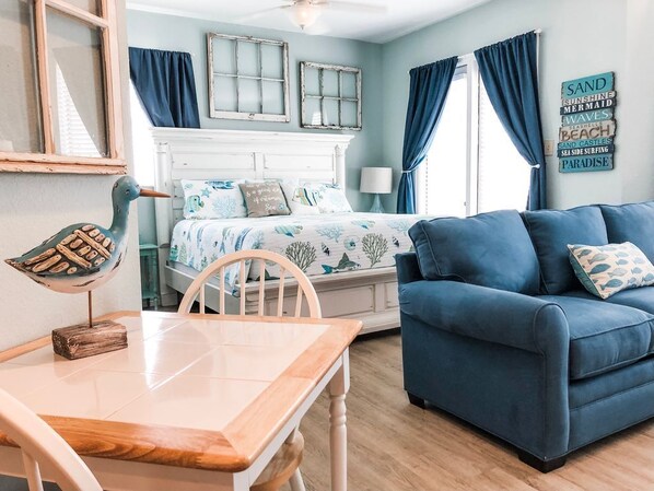 Beautifully decorated studio roomy enough for four people.
