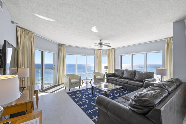 Corner unit - Emerald Isle 1508 is a corner unit, offering wraparound views of Gulf and island