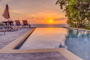 Infinity Edge saltwate pool with shallow lounging area 