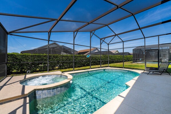 View of pool and spa