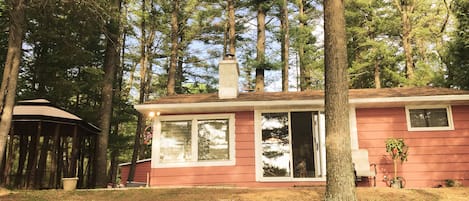 Main cabin and outdoor eating area