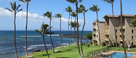 Balcony - View of pool and grounds.