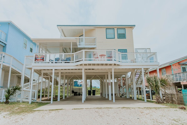 Outside view of the home, 2 balconies for gathering and a ramp for easy access