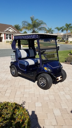 Golf car is yours to enjoy during your stay. Full tank of gas supplied free.