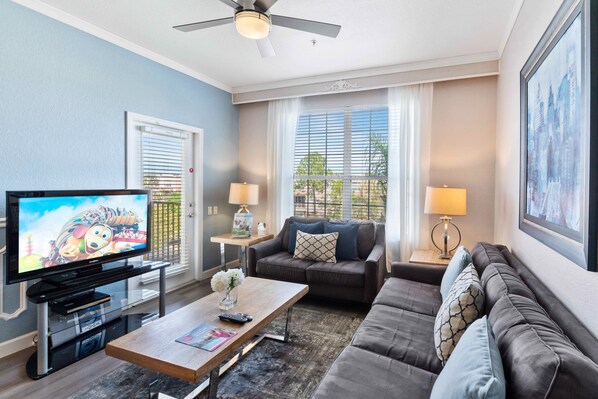 Modern Comfort Meets Vintage Charm: Our living room is a perfect blend of contemporary design and timeless elegance, creating a welcoming atmosphere for your stay