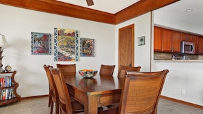Poipu Kapili Resort #56 - Dining Room & Kitchen - Parrish Kauai