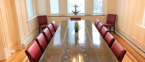 large custom dining table where the whole group can gather 