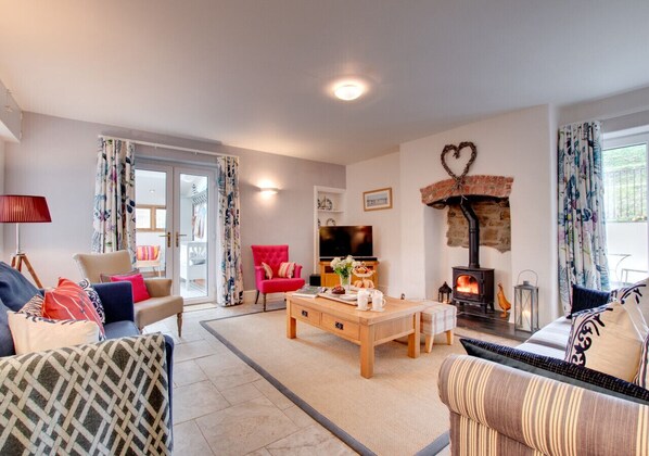 Sitting room with wood burner