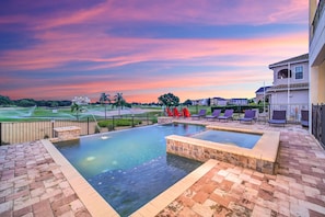Enjoy evenings by the pool with breathtaking golf course view
