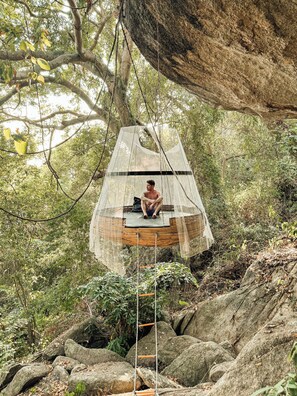 The villa has a privately gated garden incorporating your own flying bed