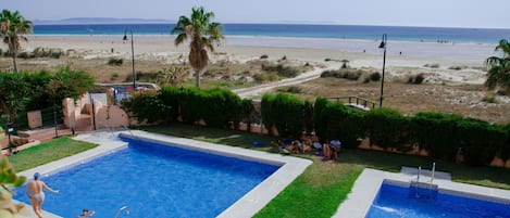 Beach and pool views