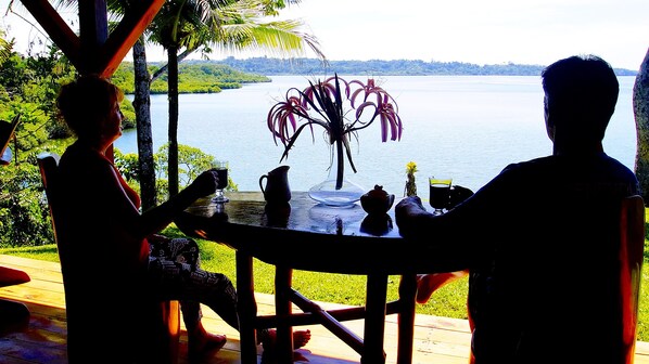 Morning Coffee looking at the peaceful Caribbean water