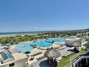 View of the new upper deck pool and gulf from our balcony!