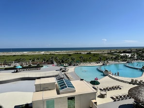 Views of the new upper deck pool and lazy river from our balcony!