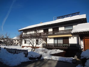 Exterior of our accommodation in the winter.