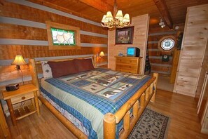 Master Bedroom w/King Sized Log Bed and Cable TV