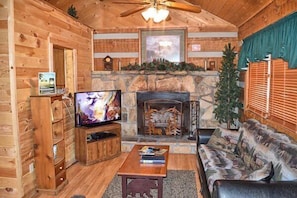 Relax by the Living Room w/ Fireplace and TV