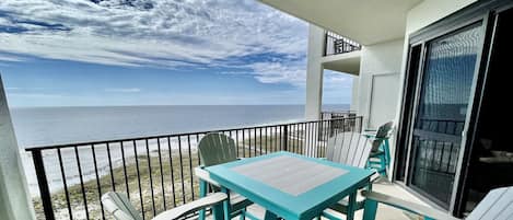 Plenty of seating on this balcony!