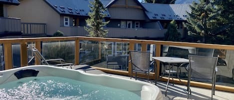 Private hot tub on the huge deck