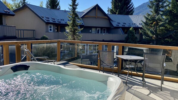 Private hot tub on the huge deck