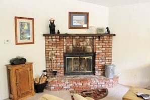 Wood-Burning Fireplace in Living Room