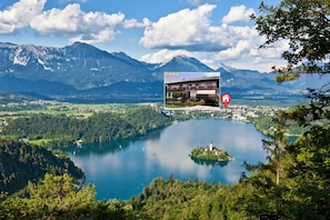 Lake Bled and the location of our accommodation.