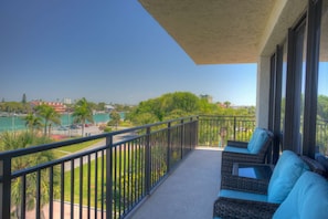 Large Wraparound Balcony Looking out over the Intracoastal Waterway Furnished with Plush Seating