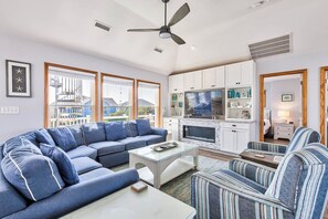 Top-Level Living Room with Deck Access